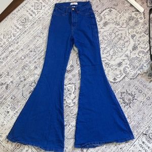 bright blue big bell bottoms